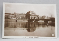 PRAGA , TEATRUL NATIONAL , VEDERE DINSPRE VLTAVA , CARTE POSTALA ILUSTRATA , MONOCROMA , NECIRCULATA , DATATA 1924 foto