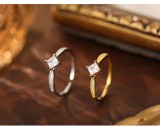 Cumpara ieftin Inel Reglabil din Argint 925 Placat cu Aur , zPrincess Aura Gold, , Cu Cristal Patrat E i Banda Texturata