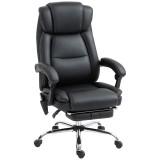 HOMCOM Fotoliu de birou cu masaj și &icirc;ncălzire scaun de birou cu &icirc;nălțime reglabilă spătar &icirc;nclinabil 67x72x111-119cm negru | Aosom Romania