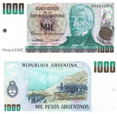 Argentina 1 000 1000 Pesos Argentinos 1985 P-317b UNC foto