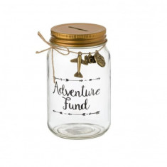 Pusculita Adventure Fund, tip borcan, Sticla,8x14 cm