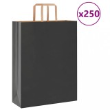 vidaXL Pungi de h&acirc;rtie 250 buc cu m&acirc;nere negre 32x12x42 cm