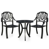 Cumpara ieftin Set mobilier bistro, 3 piese, negru, aluminiu turnat