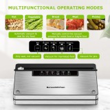 Cumpara ieftin Aparat de vidat alimente Bonsenkitchen VS3201, 5 moduri, cutter integrat, compartiment role, sigilare automata, otel inoxidabil, argintiu/negru