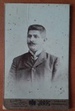Fotografie tip CDV, barbar cu mustata, inceput de secol XX
