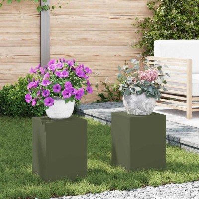 vidaXL Suporturi pentru plante 2 pcs Olivengr&amp;oslash;nn 24 x 24 x 35 cm Oțel foto