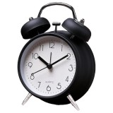 Cumpara ieftin Ceas de masa desteptator Pufo Prime cu buton de iluminare cadran, metalic, 15 cm, negru