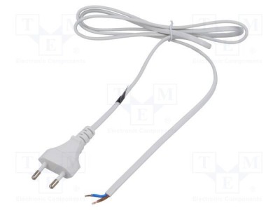 Cablu 2x0,75mm2 CEE 7/16 mufă PVC 1,6m alb 2,5A POS foto