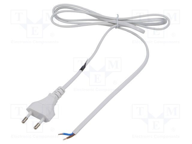 Cablu 2x0,75mm2 CEE 7/16 mufă PVC 1,6m alb 2,5A POS