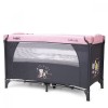 Patut Pliant 2 Nivele Moni Tommy Roz, cu Saltea si Geanta Transport, Blocare Roti, Usita Laterala cu Fermoar, 120x60x77cm