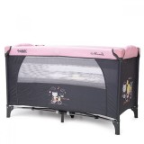 Patut Pliant 2 Nivele Moni Tommy Roz, cu Saltea si Geanta Transport, Aluminiu, 120x60x77 cm