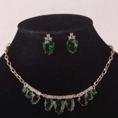 Set bijuterii fashion Oval Green Crystal foto