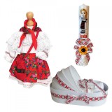 Set rochita botez, trusou si lumanare personalizata, decor traditional,