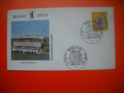 HOPCT PLIC S FDC NR 686 UNIVERSITATEA STEGLITZ - BERLIN VEST 1969 GERMANIA -NECIRCULAT foto