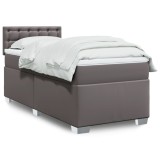 VidaXL Pat box spring cu saltea, gri, 80x200 cm, piele ecologică 3286098