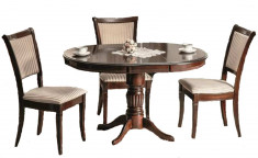 Set masa extensibila + 3 scaune, lemn masiv, aspect clasic elegant, finisaj nuc, 90cm restransa ,125 cm extinsa latime 75 foto