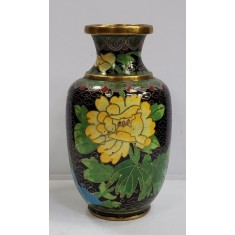 Vaza Cloisonne, decorata cu flori, China, Secol XX