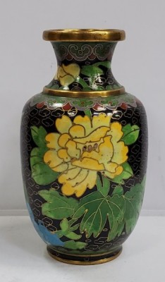 Vaza Cloisonne, decorata cu flori, China, Secol XX foto