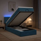 Cumpara ieftin Pat Ottoman cu Saltea si LED Albastru inchis 90 x 200 cm