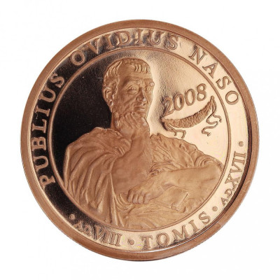 Romania 1 Leu 2008 (Ovidius Naso) Tombac, 37 mm, KM-289 UNC !!! foto