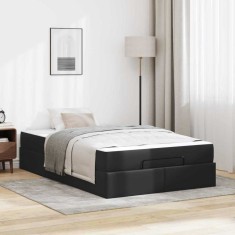 vidaXL Cadru de pat cu saltea Negru 120 x 190 cm Piele artificială