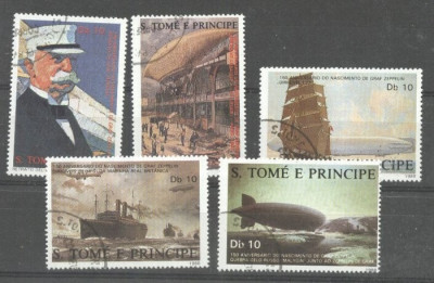 Sao Tome e Principe 1988 Ships, Zeppelins, used M.267 foto