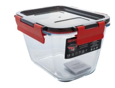 Vas termorezistent rectangular cu capac plastic CLICK 1.35 L - 7636 L foto
