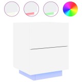 Noptiera cu lumini LED, alb, lemn prelucrat, DKD Home Decor