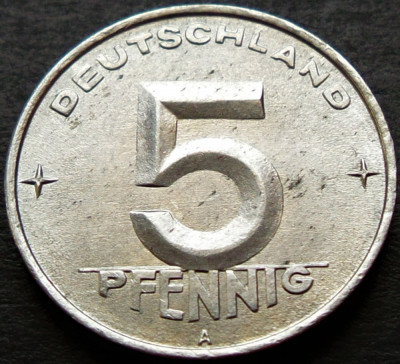 Moneda 5 PFENNIG - RD GERMANA / GERMANIA DEMOCRATA, anul 1952 *cod 2695 B= lit.A foto