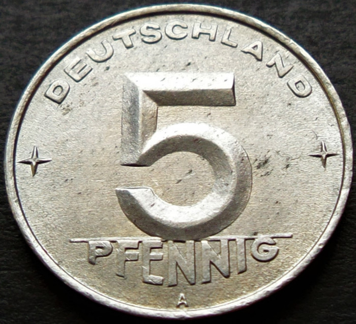 Moneda 5 PFENNIG - RD GERMANA / GERMANIA DEMOCRATA, anul 1952 *cod 2695 B= lit.A