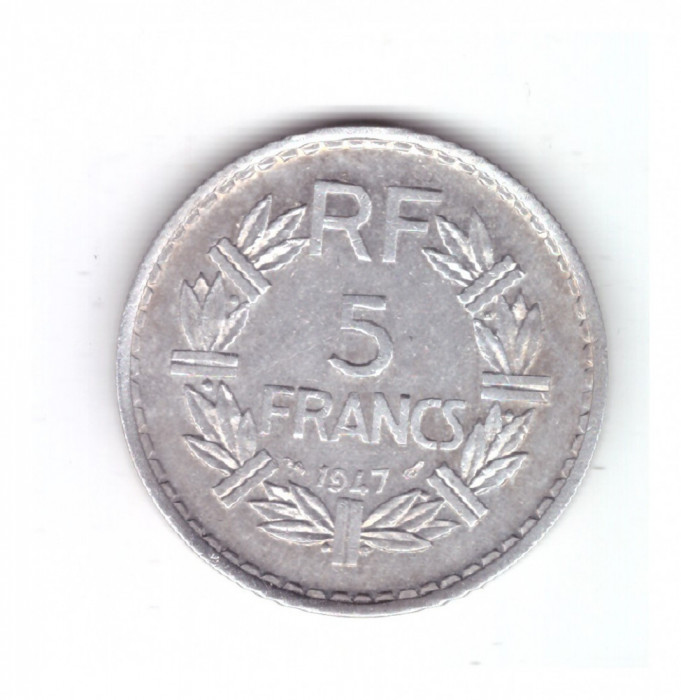 Moneda Franta 5 francs/franci 1947, stare foarte buna, curata