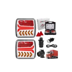Set 2 lampi stop LED auto wireless, fixare magnetica, 12-24V, fara fir