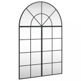 Cumpara ieftin Oglinda de perete, negru, 80x120 cm, arcuita, fier