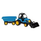 Jucărie Vehicul Tractor, Model cu Excavator și Remorcă, Plastic, Verde, 55cm, Oem