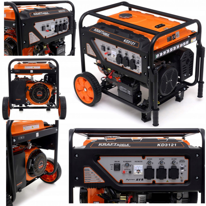 Generator curent 6.5kW 6500W 3x230V 1x12V motor benzina (KD3121)