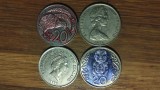 Noua Zeelanda - set de colectie exotic - 4 x 20 cents Elisabeta II - monede diferite - foarte frumoase !