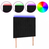 Cumpara ieftin Tablie de pat cu LED, negru, 80x5x118/128 cm, catifea