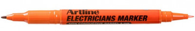 Marker Artline, Pentru Electricieni, Corp Plastic, 2 Capete, Varfuri Rotunde 0.4/1.0mm - Orange foto