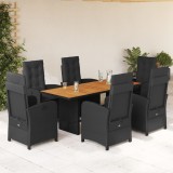 Gossi set mobilier de gradina cu perne, 7 piese, negru, poliratan