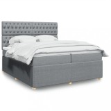 VidaXL Pat box spring cu saltea, gri deschis, 200x200 cm, textil 3292170