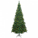 Brad de Crăciun artificial cu LED-uri, verde, 240 cm, L