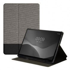 Book Cover kwmobile pentru Samsung Galaxy Tab S8/Galaxy Tab S7, Textil, Gri/Negru, 60385.25 foto