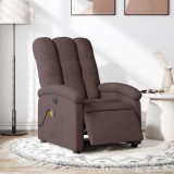 vidaXL Fotoliu electric de masaj rabatabil, maro &icirc;nchis, textil