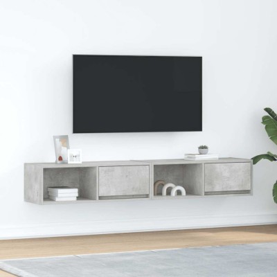 vidaXL Dulapuri TV 2 buc Beton Gri 80x31x25,5 cm Lemn prelucrat foto