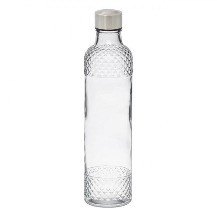 Sticlă Apă, Model Diamond, Capac Metalic, Capacitate 1L, Transparent