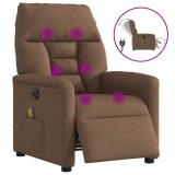 vidaXL Fotoliu electric de masaj rabatabil, maro, textil