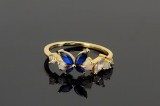 Cumpara ieftin Inel Argint 925 Placat cu Aur Midnight Garden Butterfly , Detalii cu Opal E i Safir