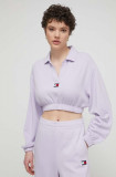 Tommy Jeans bluză femei, culoarea violet, cu imprimeu DW0DW17785