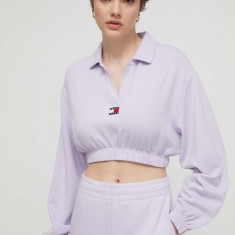 Tommy Jeans bluză femei, culoarea violet, cu imprimeu DW0DW17785