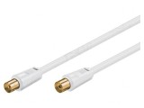 Cablu Coaxial Alb 75&Omega; 1,5m 9,5mm Priză-Mufă, Goobay